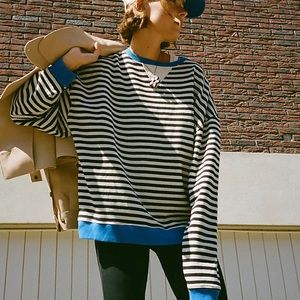 Free people oversized striped crewneck